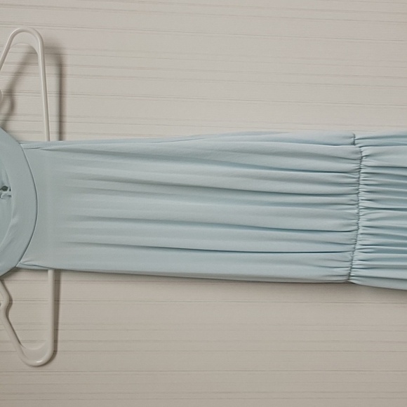 Asos Light Blue Sleeveless Plunging Back Dress Sz 6 Tall Polyester, Pleated New - Picture 3 of 9